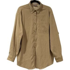 VINTAGE Bill Blass Tan Brushed Shirt Jacket Womens 2X Lined Soft Shacket Top EUC